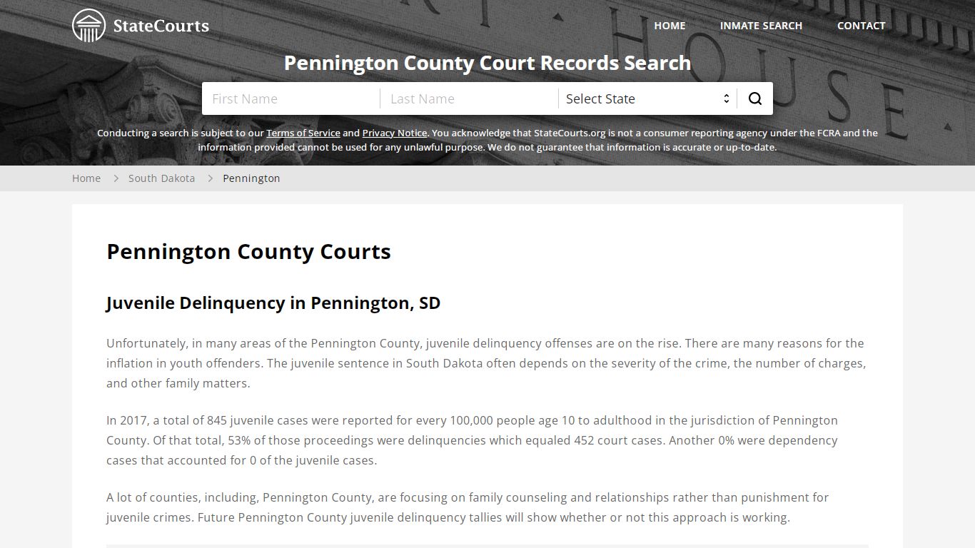 Pennington County, SD Courts - Records & Cases - StateCourts