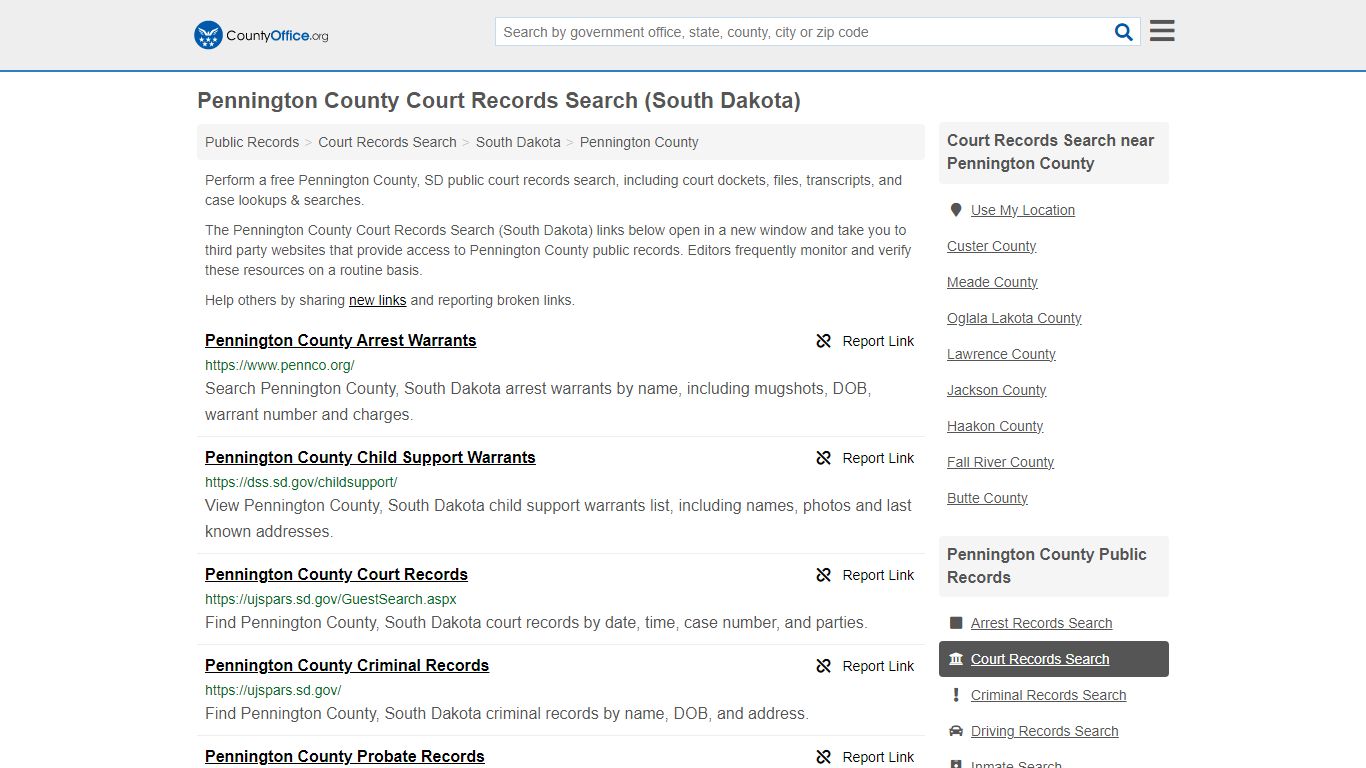 Pennington County Court Records Search (South Dakota) - County Office